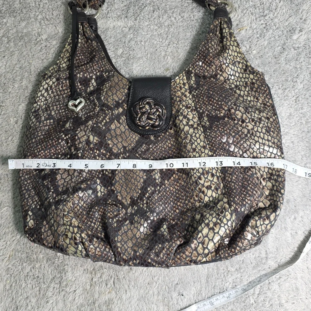 Brighton Hobo Shoulder Bag Snakeskin Print Braided Strap‎ Womens Large PRISTINE
